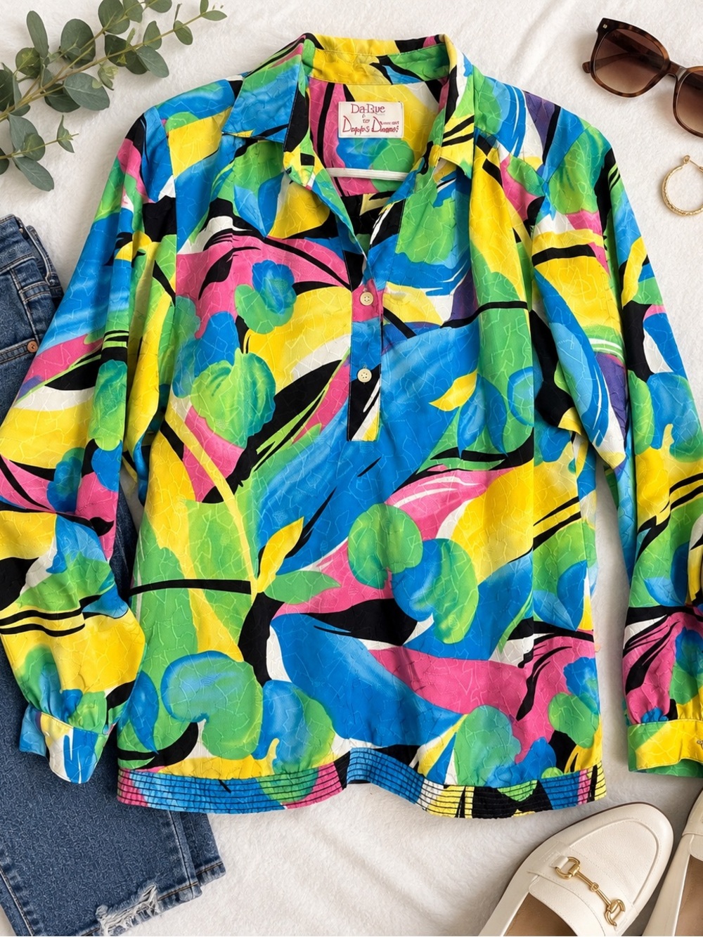 Vintage Da-Rue for Draper’s & Damon’s Colorful Abstract Blouse